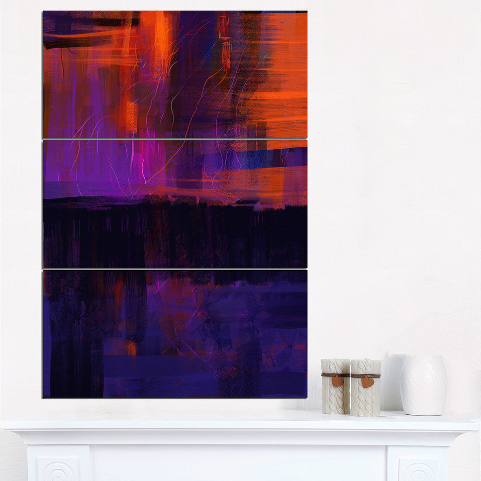 "Blue Vs Red Textures" Glossy Metal Wall Art, 3 Panels, 28"x36"