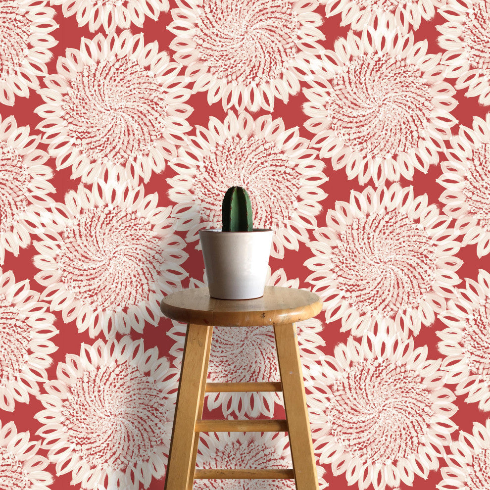 Sunburst Wallcovering, Deep Blush, Roll, Traditional