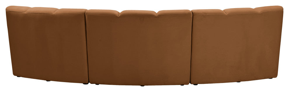 Infinity Channel Tufted Velvet Modular Chair, Saddle, 3 Piece