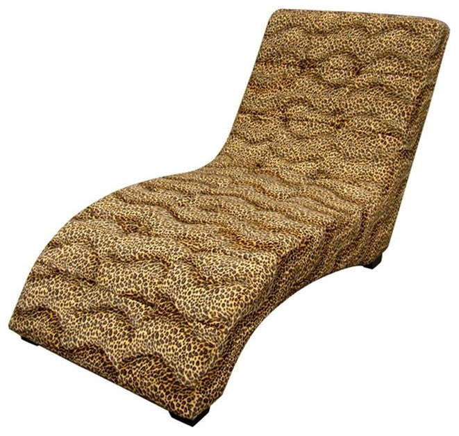 52" Leopard Print Faux Suede Curved Chaise Lounge Accent Chair