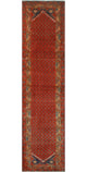 Fine Vintage Distressed Sacide Red/Navy Runner, 2'5x10'5