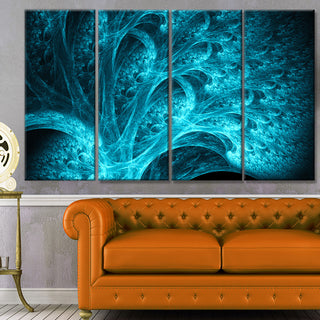Magical Blue Psychedelic Forest, Abstract Canvas Art Print, 48"x28", 4 Panels