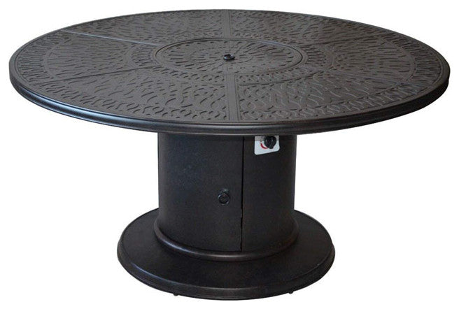 Outdoor conversation set with fire pit grill table and 6 swivel rockers.