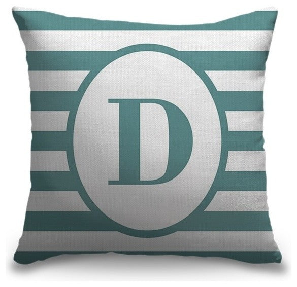 "Letter D - Striped Oval" Outdoor Pillow 20"x20"