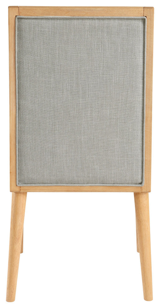Bristol UpholsteredDining Chair, Set of 2, Grey, Linen Textured Fabric, Natural Finish