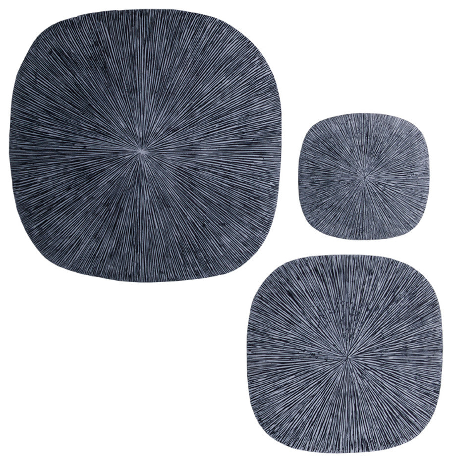 1" x 14" x 14" Gray Sandstone, Ribbed Square - Wall Decor