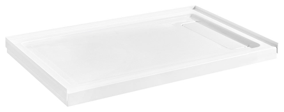Ove Decors Erika Shower Base Rectangle, White, 54"x36", Side Drain