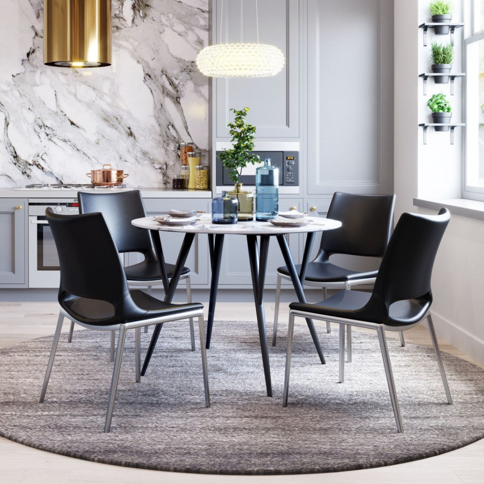 Cradle White Faux Leather Side or Dining Chairs Set of 2