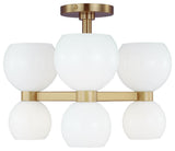 Londyn Semi Flush Mount, Burnished Brass with Milk White Glass