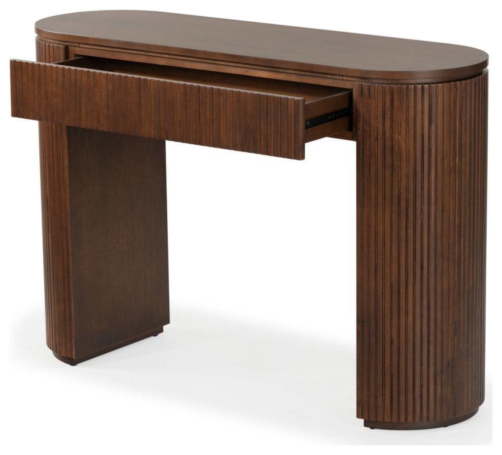 Safavieh Couture Rikki Fluted 1 Drawer Console, Walnut