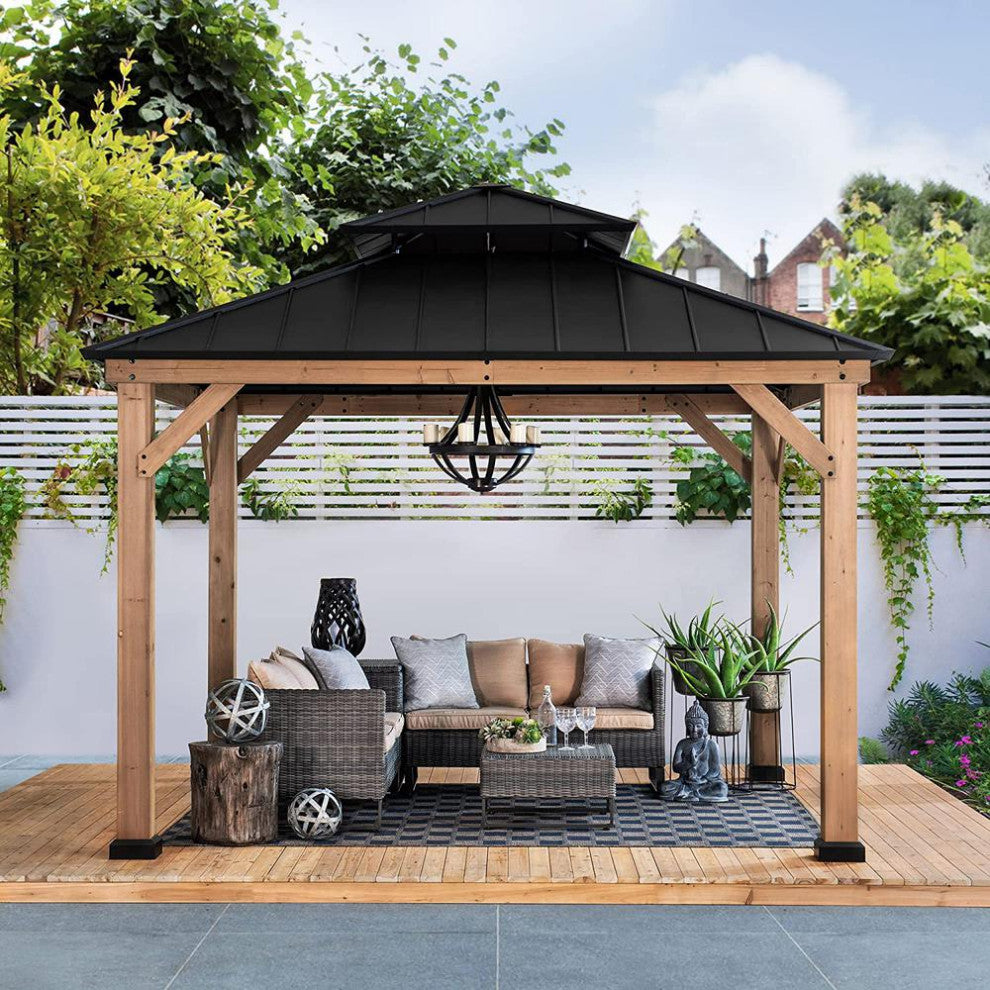 Archwood 11 ft. x 11 ft. Cedar Framed Gazebo with Steel Hardtop
