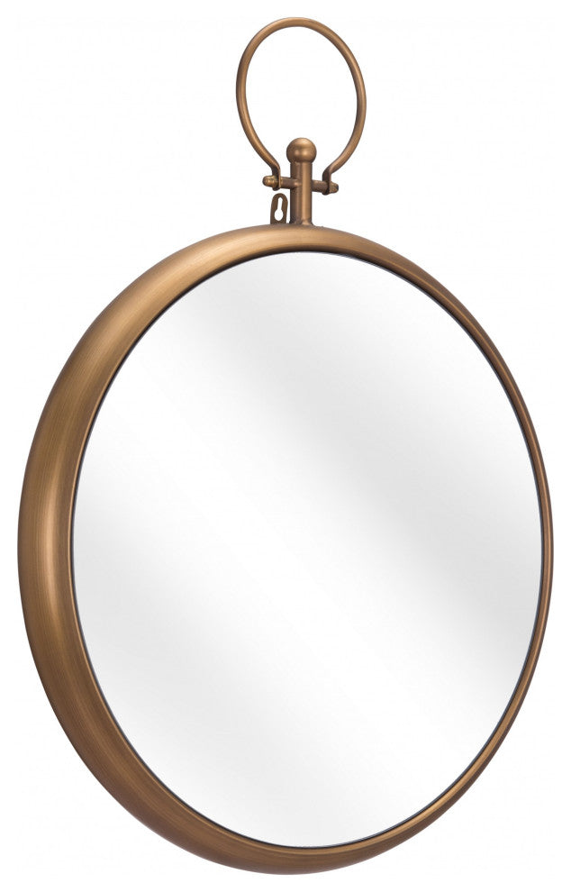 Gold Round Hanging Mirror