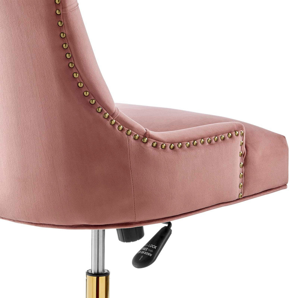 Regent Tufted Performance Velvet Office Chair Gold Dusty Rose