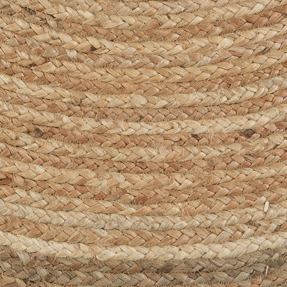 Bordered Oval Organic Jute Area Rug, 5'x7'