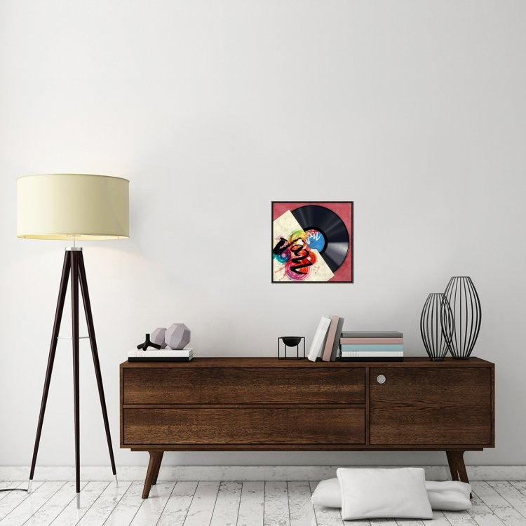 "Vinyl Club, Jazz" Framed Canvas Giclee by Steven Hill, 19x19"