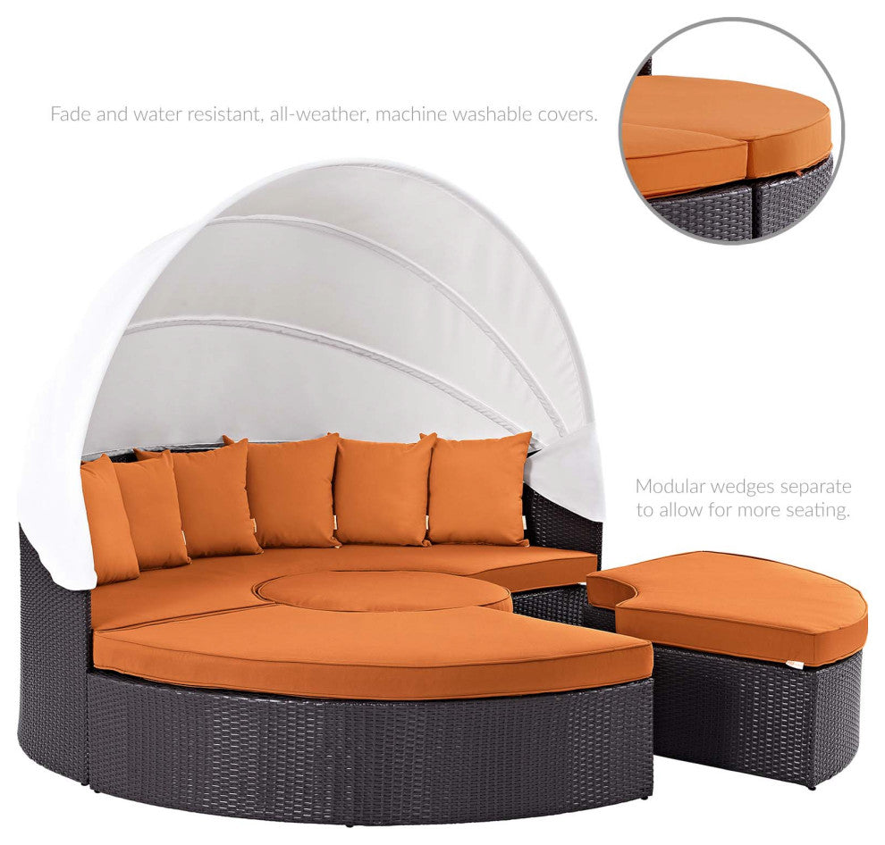 Quest Canopy Outdoor Patio Daybed, Espresso Orange
