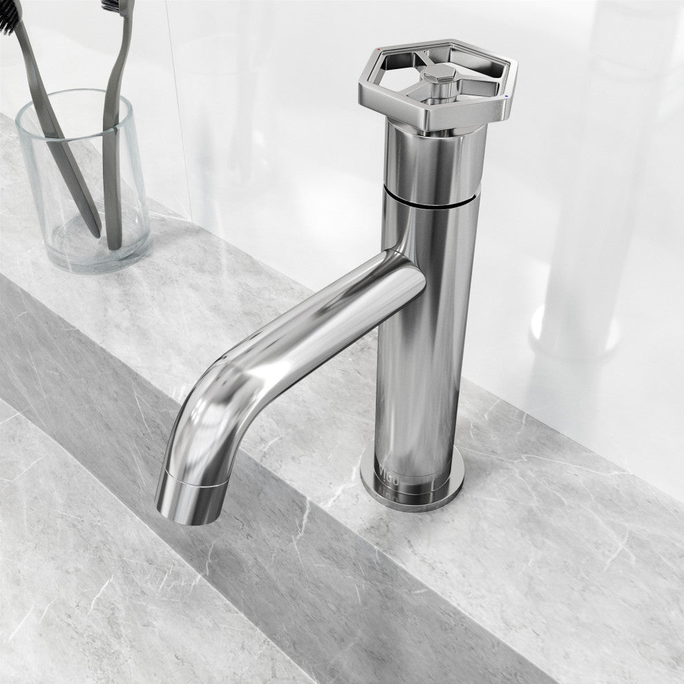 VIGO Ruxton 8" H Single Handle Single Hole Bathroom Faucet, Chrome, Without Extras