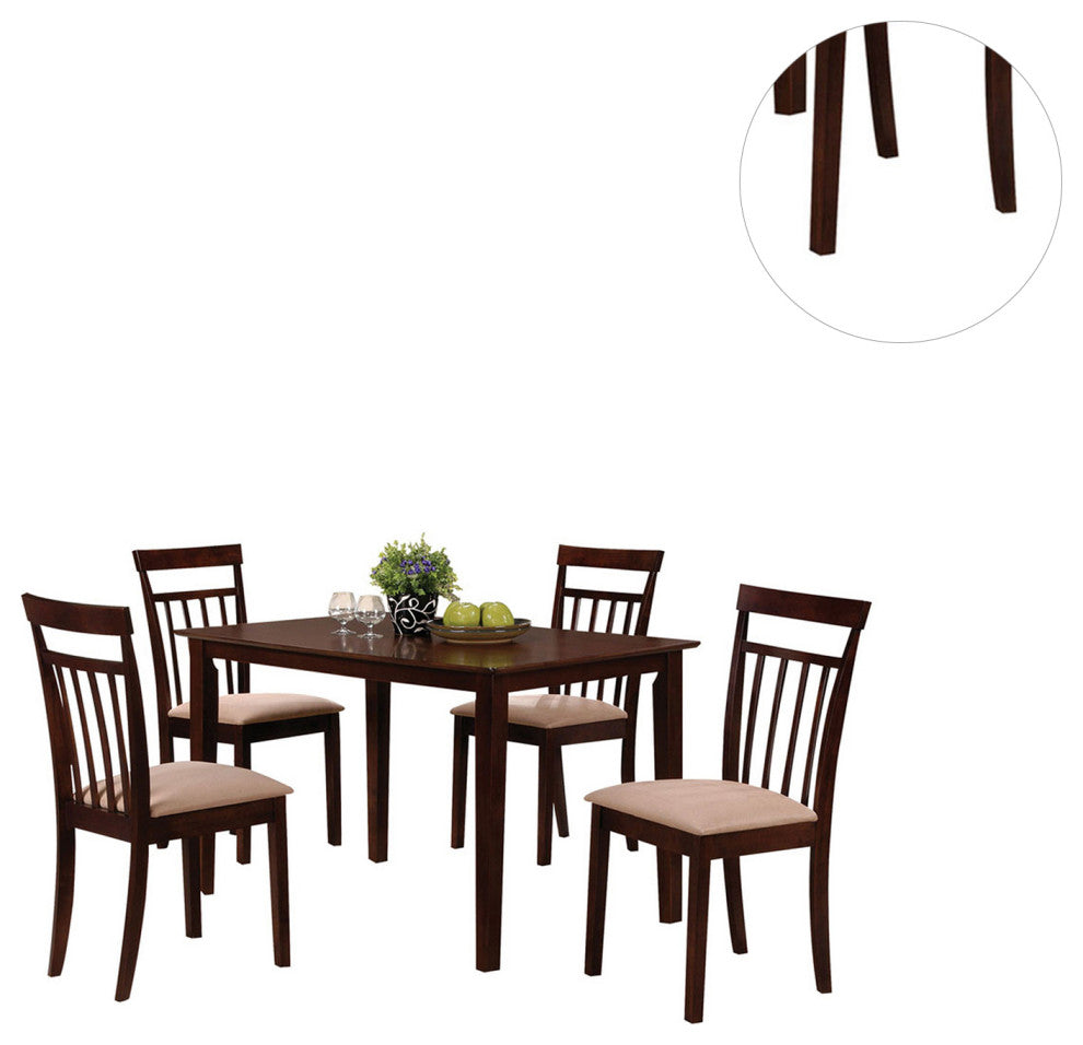 5-Piece Dining Set, Espresso/Beige Finish