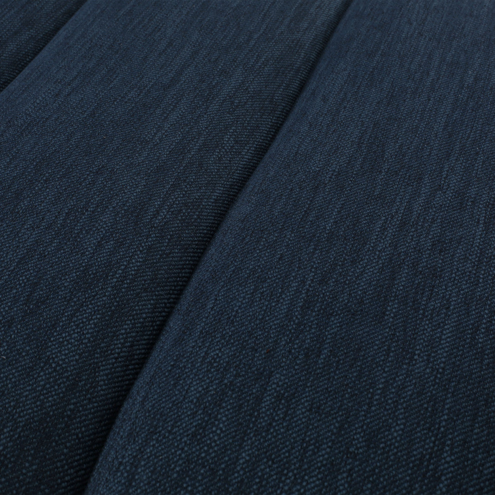 Holmwood Mid Century Modern Fabric Tufted Chaise Lounge With Bolster Pillow, Navy Blue/Natural Walnut