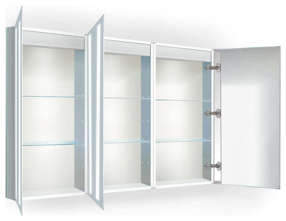 45" x 30" Tri-View  LED Medicine Cabinet With DeFog, Dimmer, LLR