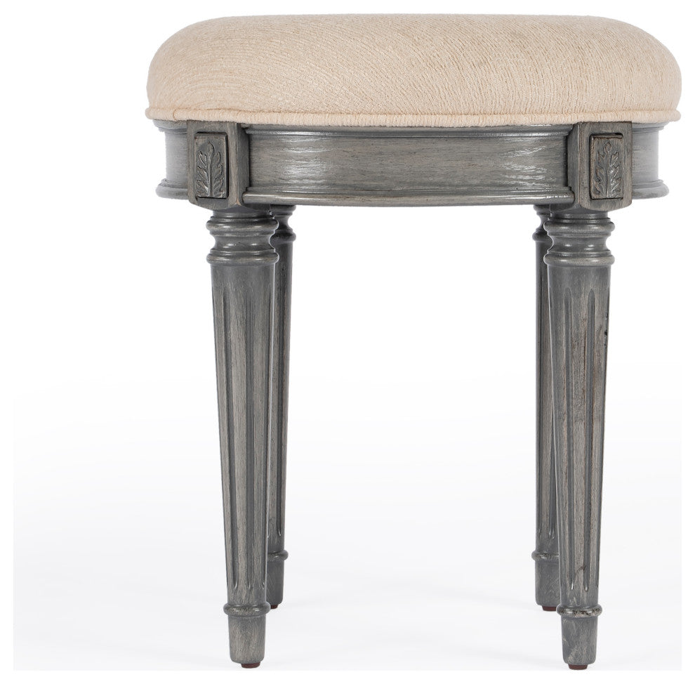 Butler Bernadette Cherry Vanity Stool, Powder Gray