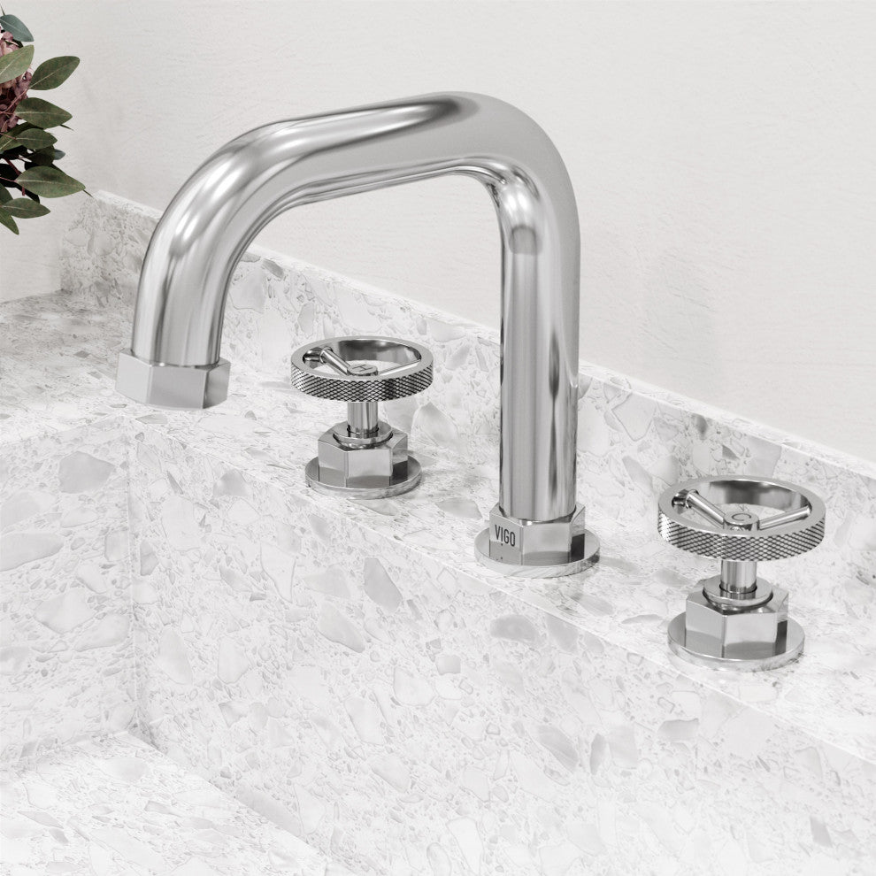 VIGO Hart 7" H 2-Handle Widespread Bathroom Faucet, Chrome