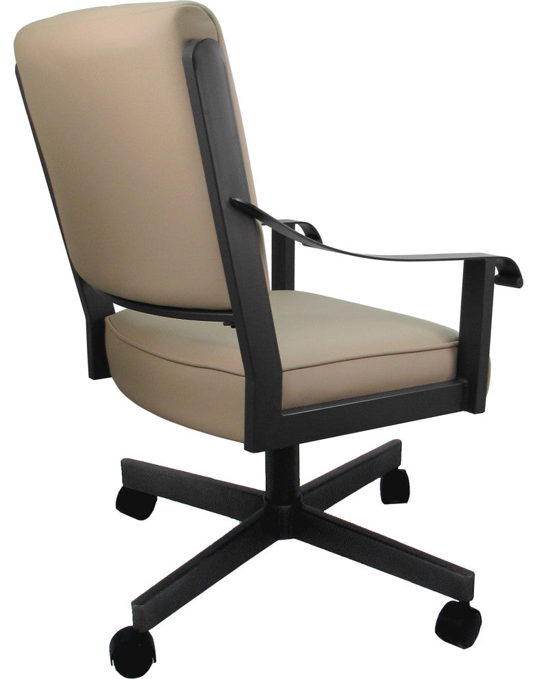 Leather Memphis Dining Caster Chair Swivel Tilt with Wheels, Tan Leather on Gray