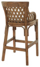 Bar Stool With Brown Stained Wood Rattan Frame ASM, Brown Stain