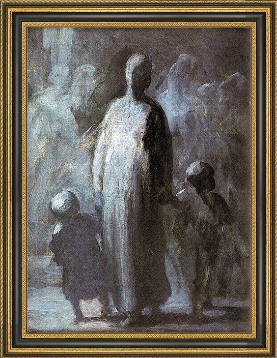 Honore Daumier Mother - 21" x 28" Framed Premium Canvas Print