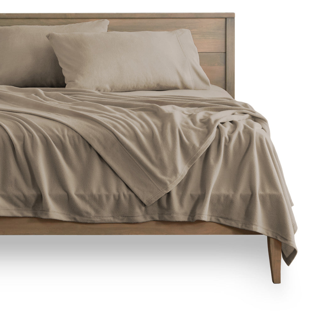 Bare Home Polar Fleece Sheet Set, Taupe, Twin Xl