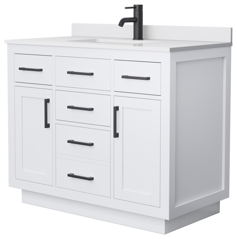Beckett TK 42" Single Vanity,  Cultured Top, Black Trim