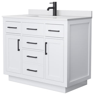Beckett TK 42" Single Vanity,  Cultured Top, Black Trim