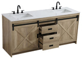 Home Living 72" Double Bathroom Vanity, Natural Oak