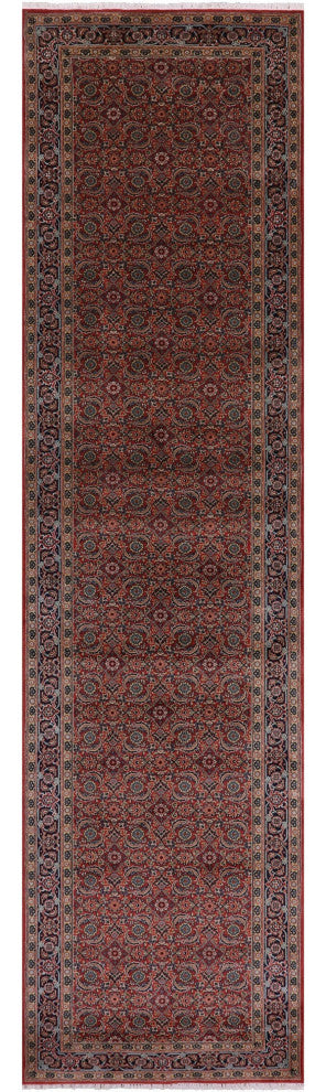 Persian Hill Herati Handmade Wool Runner Rug 3' 11" X 16' 2" - Q13163