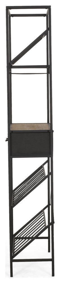 Broadwater Boho Industrial 21 Bottle Floor Wine Rack with Storage