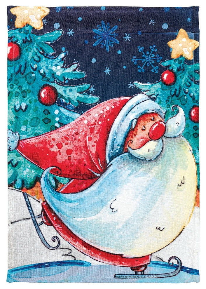 Flag  Print  Skating Santa Poly Garden