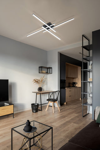 Lapiz 4-Light Integrated LED Ceiling Light, Structured Black, White Diffuser