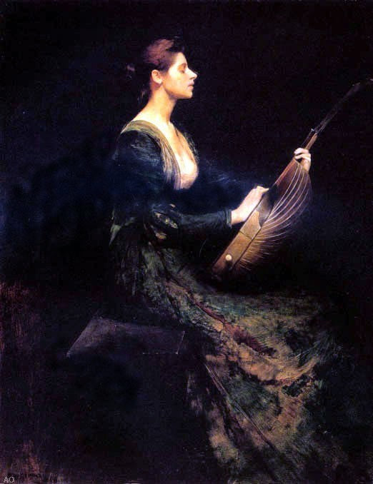 Thomas Wilmer Dewing Lady With a Lute Wall Decal