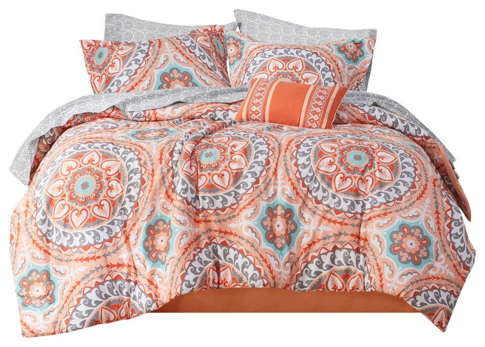 Madison Park Microfiber Printed 7-Piece Comforter Set, Twin