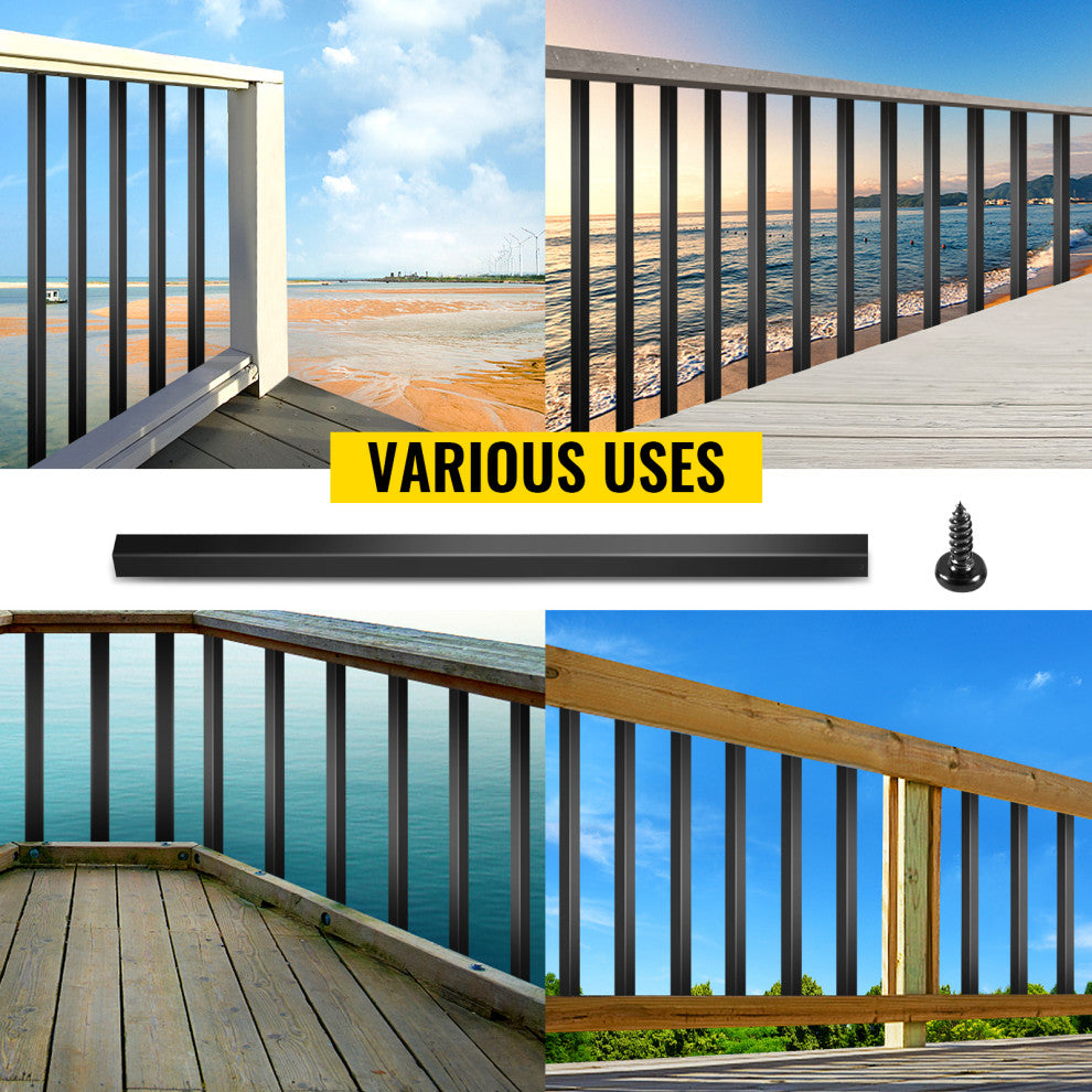 101 Pack Balusters Aluminum Deck Spindles, Black Square Staircase Balusters, 26 Inch