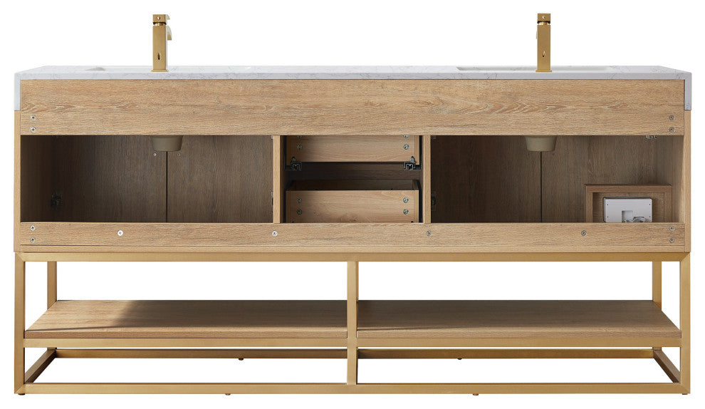 Alistair Vanity, North American Oak With Countertop, 72", With Mirror