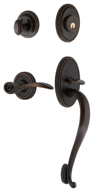 Classic Plate S Grip Entry Set Swan Lever, Timeless Bronze, 2-3/4", Left