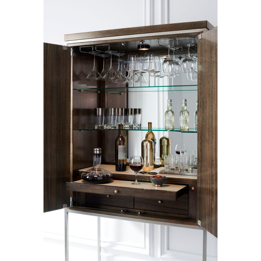 Smoked Modern Bar Cabinet