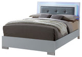 Elegant Bedroom Set, Nightstand & Full Bed With LED Lighted Headboard
