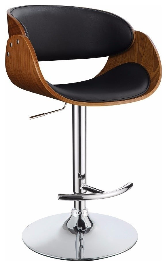 Benzara BM160892 Contemporary Style Adjustable Bar Stool, Black & Brown