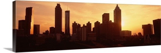 "Sunset skyline Atlanta GA" Canvas Art, 36"x12"x1.25"