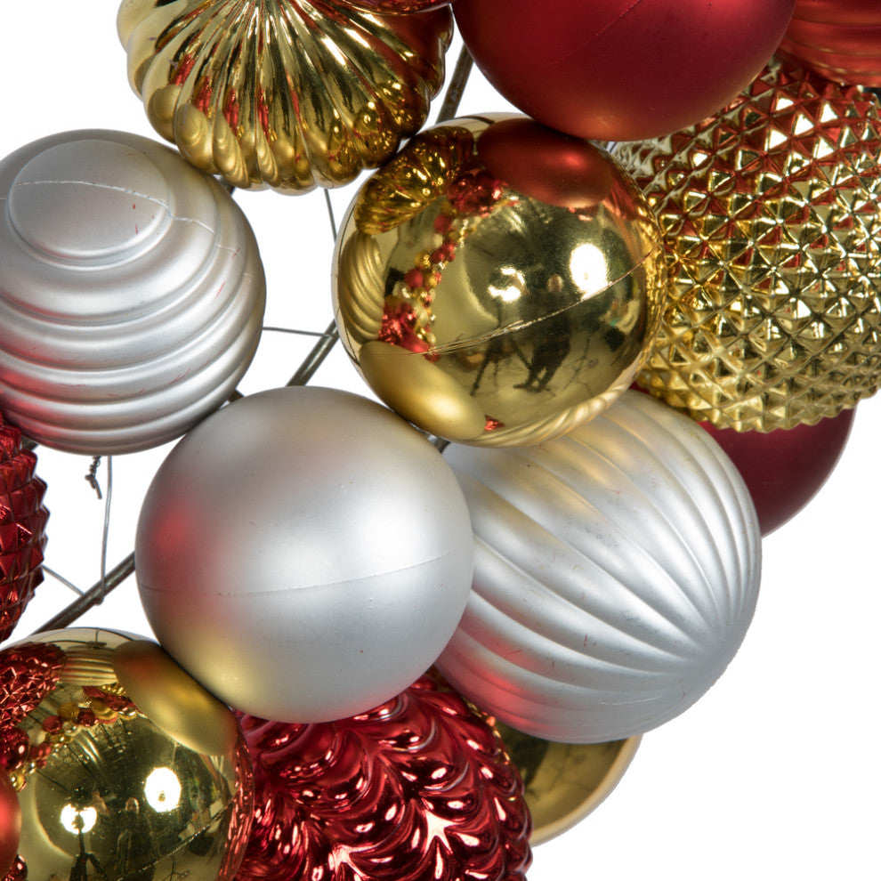 Assorted Ornament Wreath , Red, Gold, Silver, 24"