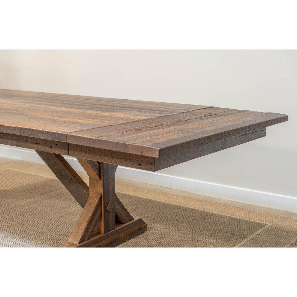 Calloway Expandable Farmhouse Dining Table, Reclaimed Barnwood, 48"x84"