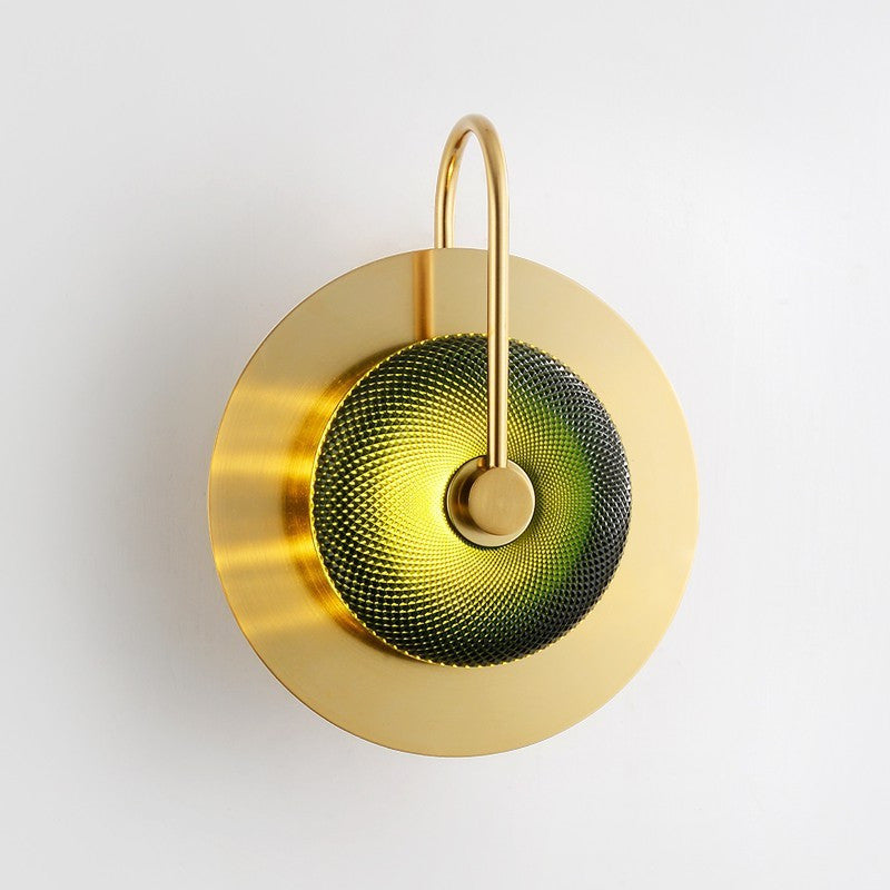 Albacete | Modern LED Industrial Style Wall Lamp, Gold + Green, 1 Light