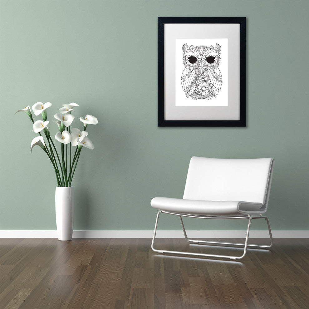 Hello Angel ''Owl 3'' Art, Black Frame, White Mat, 20x16